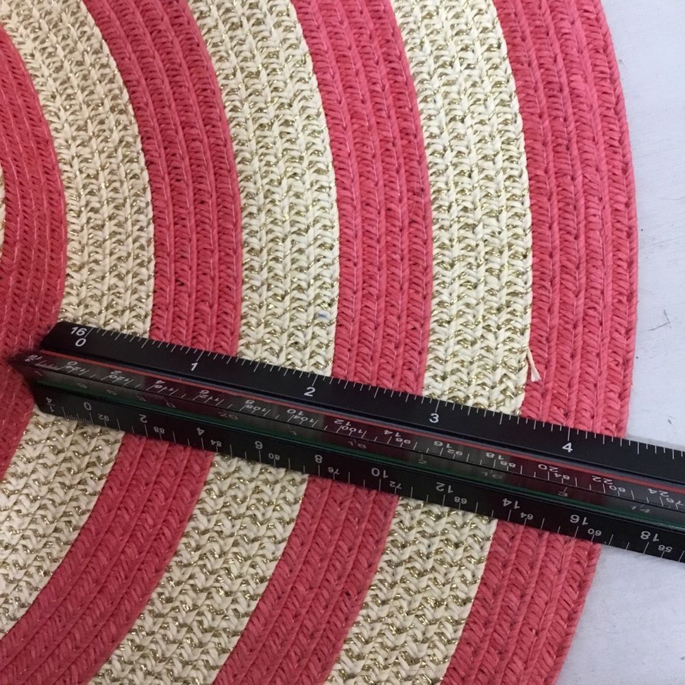 Coral with cream and gold striped floppy wide brim floppy hat summer beach boho - Picture 6 of 6